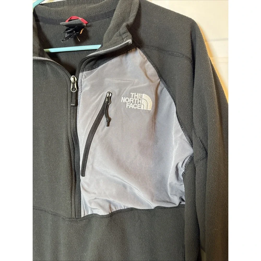 The North Face FlashDry Fleece Pullover Men's XLTG XL Black Gray 1/4 Zip Jacket‎